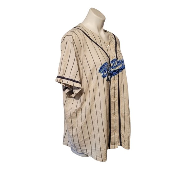 Vintage Big Dogs Jersey Button Up Striped Shirt 90s Womens Blue White 3X 22 24 - Picture 2 of 7